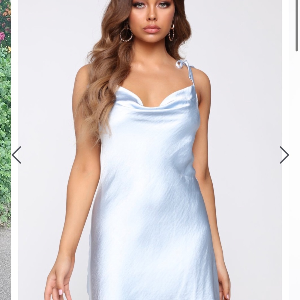 Fashion Nova Blue Satin Mini Dress